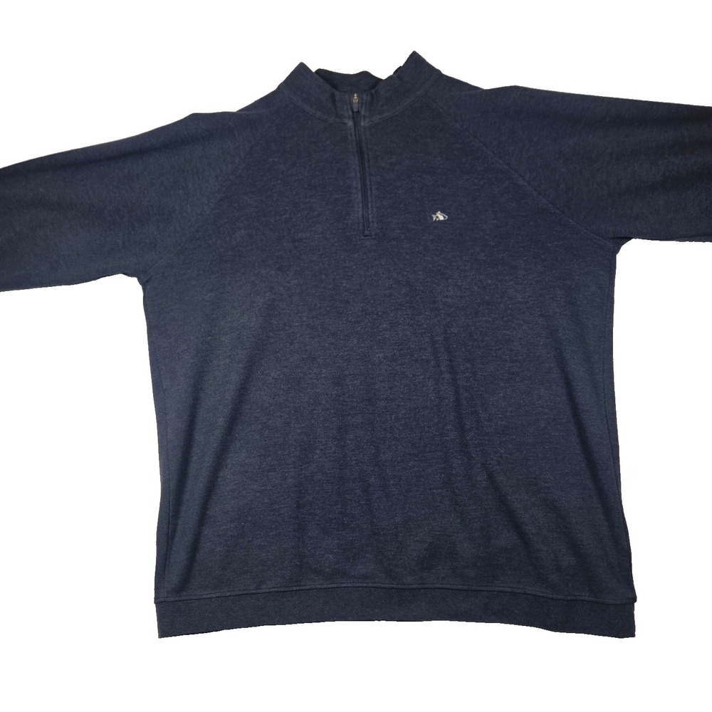 Fish Hippie Co Mens Pullover Sweater Dark Blue Quarter Zip Logo XXL